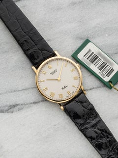 Vintage 1995 Rolex Cellini 5112 18K YG White Roman Anniversary Dial Manual 32mm