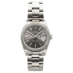 Vintage 1989 Rolex Datejust 16220 Stainless Steel Grey Sunburst Dial Auto 36mm