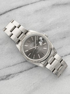 Vintage 1989 Rolex Datejust 16220 Stainless Steel Grey Sunburst Dial Auto 36mm