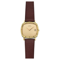 Vintage 1970s Piaget 13427 18K YG TV Case Champagne Hobnail Dial Auto 31mm
