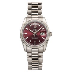 2012 Rolex Day-Date 118239 18K White Gold Cherry Sunburst Dial Auto 36mm