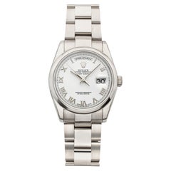 2002 Rolex Day-Date 118209 18K White Gold White Roman Dial Automatic 36mm