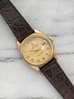 1980 Rolex Day-Date 18038 18K Yellow Gold Champagne Roman Dial Automatic 36mm