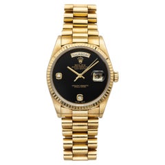 Vintage 1995 Rolex Day-Date President 18238 18K YG Black Onyx Diamond Auto 36mm