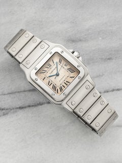 Vintage 1990s Cartier Santos 2319 Stainless Steel Cream Patina Dial Auto 29mm