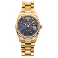 Vintage 1987 Rolex Day-Date 18038 18K Yellow Gold Purple Sunburst Dial Auto 36mm