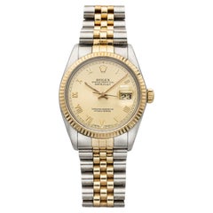 Vintage 1988 Rolex Datejust 16013 Two-Tone Champagne Roman Dial Auto 36mm