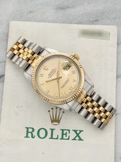 Vintage 1988 Rolex Datejust 16013 Two-Tone Champagne Roman Dial Auto 36mm