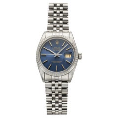 Vintage 1979 Rolex Datejust 16030 Steel Blue Sunburst Gold Index Dial Auto 36mm