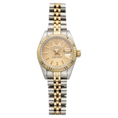 Vintage 1989 Rolex Lady Datejust 69173 Two-Tone Champagne Tapestry Dial 26mm