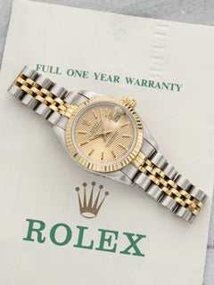 Vintage 1989 Rolex Lady Datejust 69173 Two-Tone Champagne Tapestry Dial 26mm
