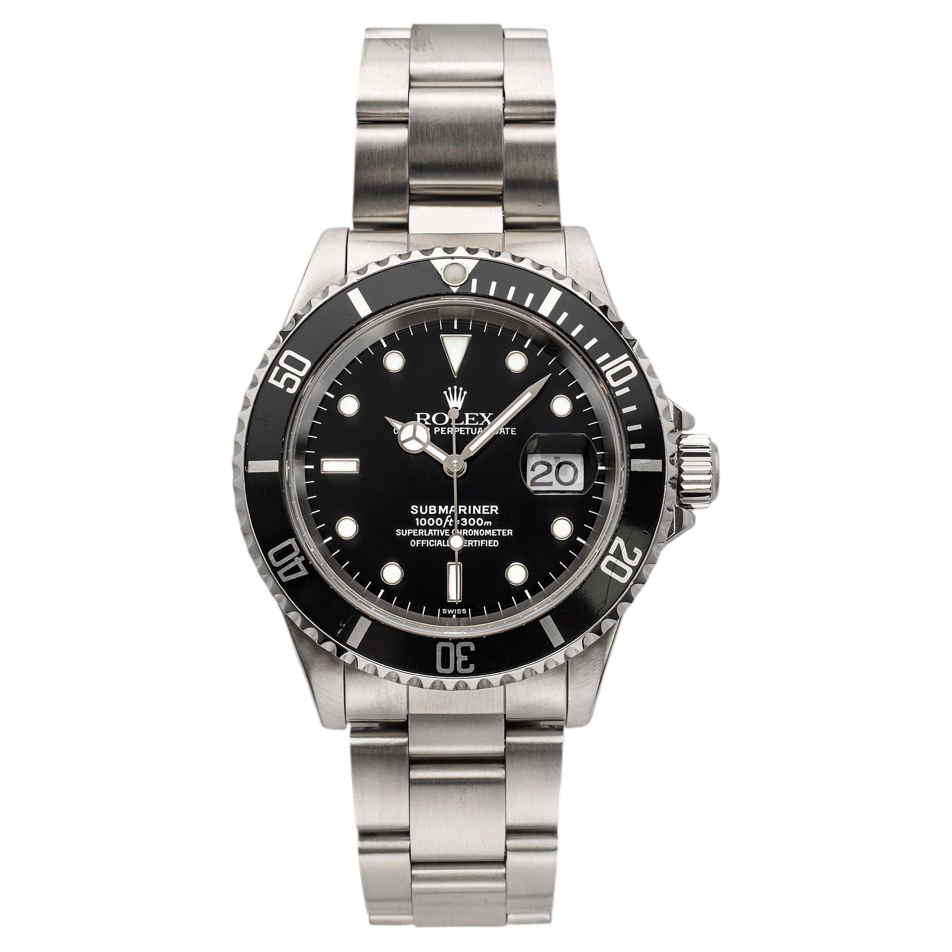 Rolex Submariner 16610 de 1999, de acero, esfera negra, automático, 40 mm