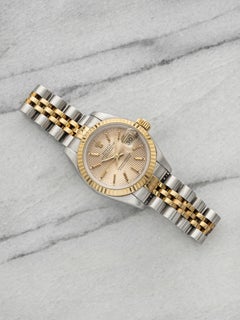 Vintage 1993 Rolex Lady Datejust 69173 Two-Tone Champagne Tapestry Auto 26mm