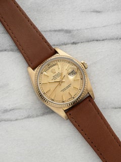 Vintage 1982 Rolex Day-Date 18038 18K Yellow Gold Champagne Linen Dial Auto 36mm