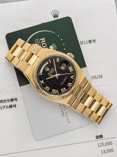 Vintage 1984 Rolex Day-Date Oysterquartz 19018 18K YG Pyramid Onyx Quartz 36mm
