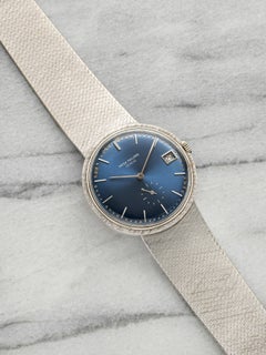 Vintage 1970s Patek Philippe Calatrava 3445 18K WG Blue Sunburst Dial Auto 35mm