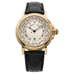 Vintage 1990s Breguet Marine 3700BA Hora Mundi 18K YG World Time Dial Auto 38mm