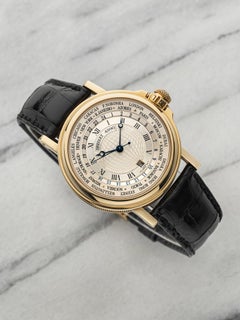 Vintage 1990s Breguet Marine 3700BA Hora Mundi 18K YG World Time Dial Auto 38mm