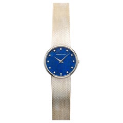 Audemars Piguet Ultra-Thin 5286 vintage des années 1970, en or blanc 18 carats, lapis-lazuli et diamants, 31 mm