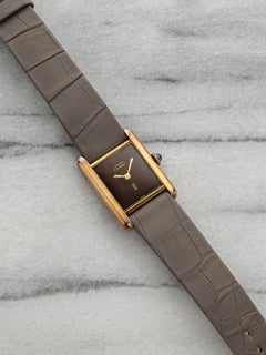 Vintage 1970s Cartier Lady Must Tank Vermeil Tortoise Dial Manual 21mm