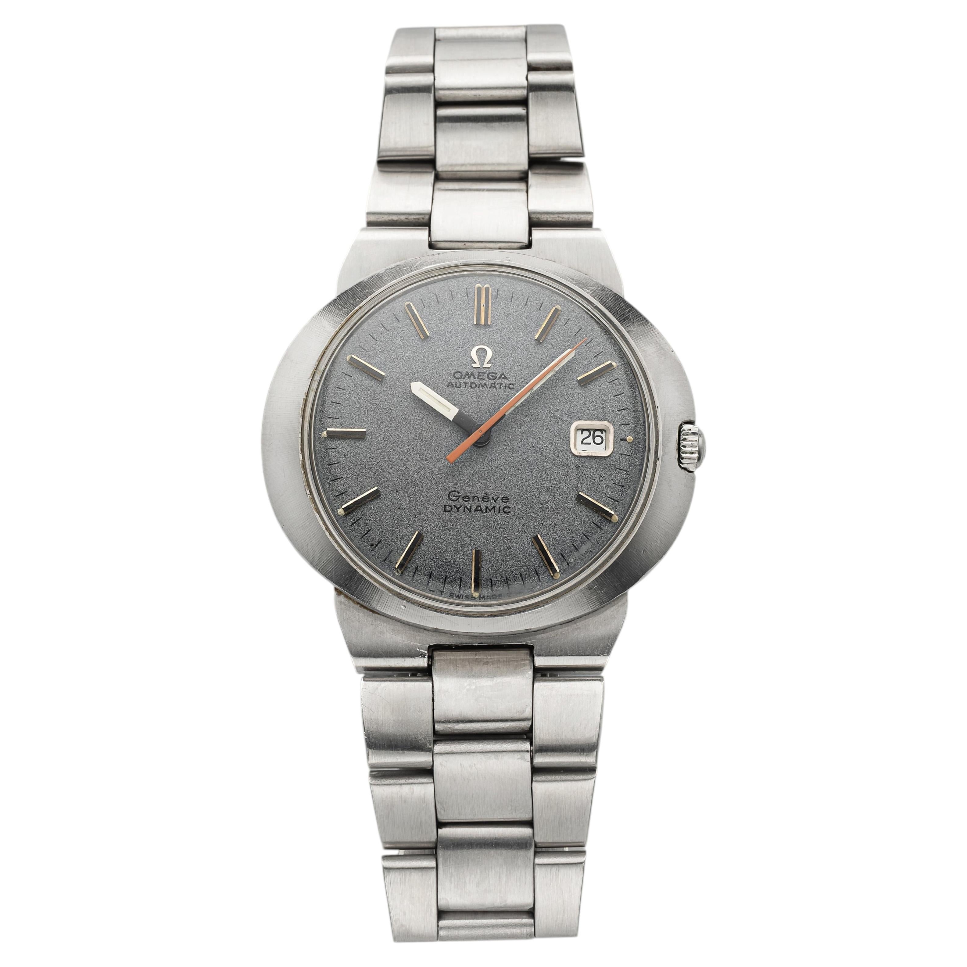 Omega Genève Dynamic des années 1970, référence 166.039, cadran gris acier, mouvement automatique, 41 mm