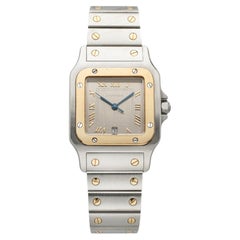 Vintage 1990s Cartier Santos Galbee 1567 Two-Tone Grey Dial Quartz 29mm