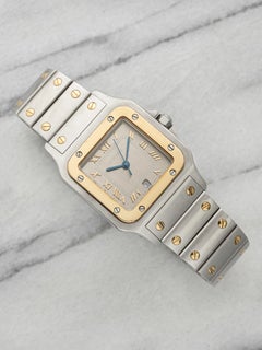 Vintage 1990s Cartier Santos Galbee 1567 Two-Tone Grey Dial Quartz 29mm