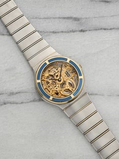 Orologio vintage Eterna Gold Club degli anni '90, bicolore, con lunetta in zaffiro e quadrante scheletrato, automatico, 34 mm