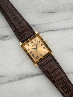 Vintage 1980s Piaget Lady Tank 9161 18K Yellow Gold Tiger Eye Bezel Manual 23mm