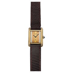 Cartier Lady Must Tank aus den 1970er Jahren, Vermeil, Trinity-Zifferblatt, Handaufzug, 23 mm