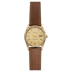 Vintage 1981 Rolex Oyster Perpetual Date 15037 14K YG Champagne Dial Auto 34mm