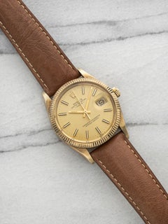 Vintage 1981 Rolex Oyster Perpetual Date 15037 14K YG Champagne Dial Auto 34mm