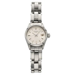 Vintage 1967 Rolex Lady Oyster Perpetual Date 6519 Steel Silver Dial Auto 25mm