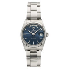 1982 Tudor Prince Date-Day 94500, Edelstahl, blaues Zifferblatt mit Sunburst-Finish, Automatikwerk, 36 mm