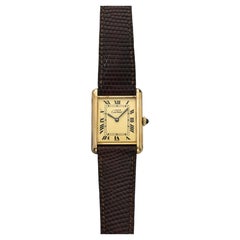 Vintage 1970s Cartier Lady Must de Tank Vermeil Lemon Roman Dial Manual 23mm
