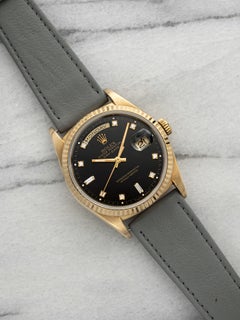 Vintage 1995 Rolex Day-Date 18238 18K Yellow Gold Black Diamond Dial Auto 36mm