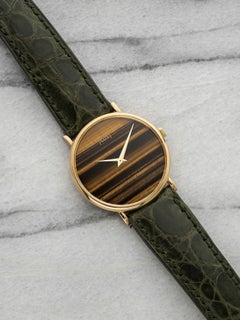 Vintage 1980s Piaget Lady Dancer 9025 18K YG Tiger Eye Dial Manual 30mm
