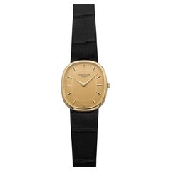 Vintage 1980s Patek Philippe Jumbo Ellipse 18K YG Champagne Dial Quartz 35mm