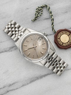 Rolex Datejust 16014 vintage de 1978, acier et or blanc, cadran gris, mécanique, 36 mm