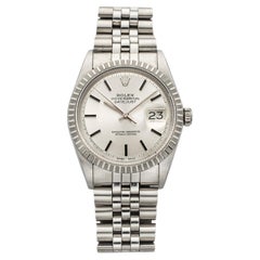 Vintage Rolex Datejust 1603 aus dem Jahr 1976, Edelstahl, silbernes Sunburst-Zifferblatt, Automatik, 36 mm