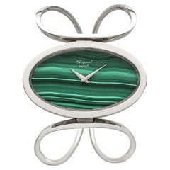 Vintage 1970s Chopard Lady Ellipse 5038 18K White Gold Malachite Manual 42mm