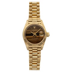 Vintage 1982 Rolex Lady Datejust 6917 18K Yellow Gold Tiger Eye Dial Auto 26mm