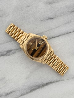 Vintage 1982 Rolex Lady Datejust 6917 18K Yellow Gold Tiger Eye Dial Auto 26mm
