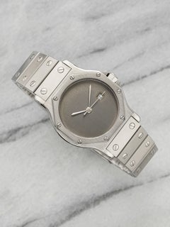 Vintage 1980s Cartier Santos Octagon 2965 Steel Grey Ghost Dial Auto 30mm