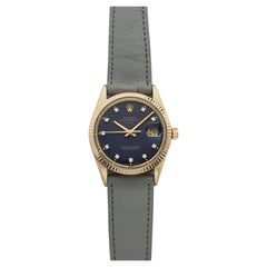 Vintage 1986 Rolex Oyster Perpetual Date 15037 14K YG Purple Diamond Auto 34mm