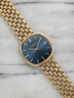Vintage 1990s Patek Philippe Ellipse 3844 18K YG Blue Sunburst Manual 34mm