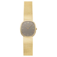 Vintage 1970s Chopard Ellipse 2152 18K YG Matte Grey Dial Quartz 30mm
