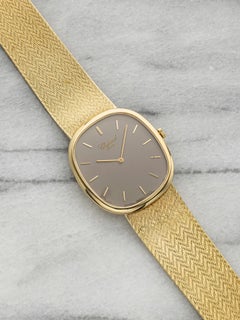 Vintage 1970s Chopard Ellipse 2152 18K YG Matte Grey Dial Quartz 30mm