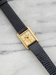 Vintage 1970s Cartier Lady Must de Cartier Tank 366001 Vermeil White Dial 20mm
