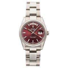 2000 Rolex Day-Date 118209 18K White Gold Cherry Red Dial Auto 36mm